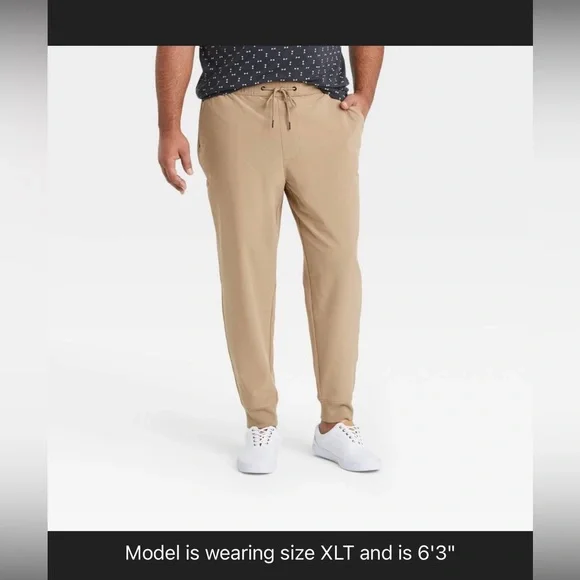 NWT Men’s Big & Tall Tech Jogger Pants - Goodfellow & Co. Khaki 3XL - Picture 3 of 4